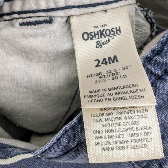 OshKosh Blue and White Palmtree Canvas Carpenter Shortalls - 24M - Picture 6 of 8